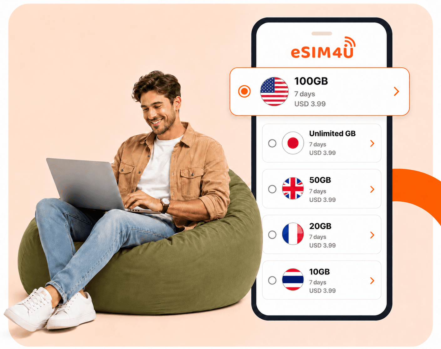 Customer browsing affordable eSIM data plans on a phone